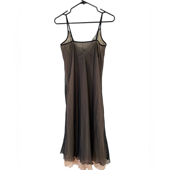 Black sheer lace midi slip dress night gown - Picture 4 of 6